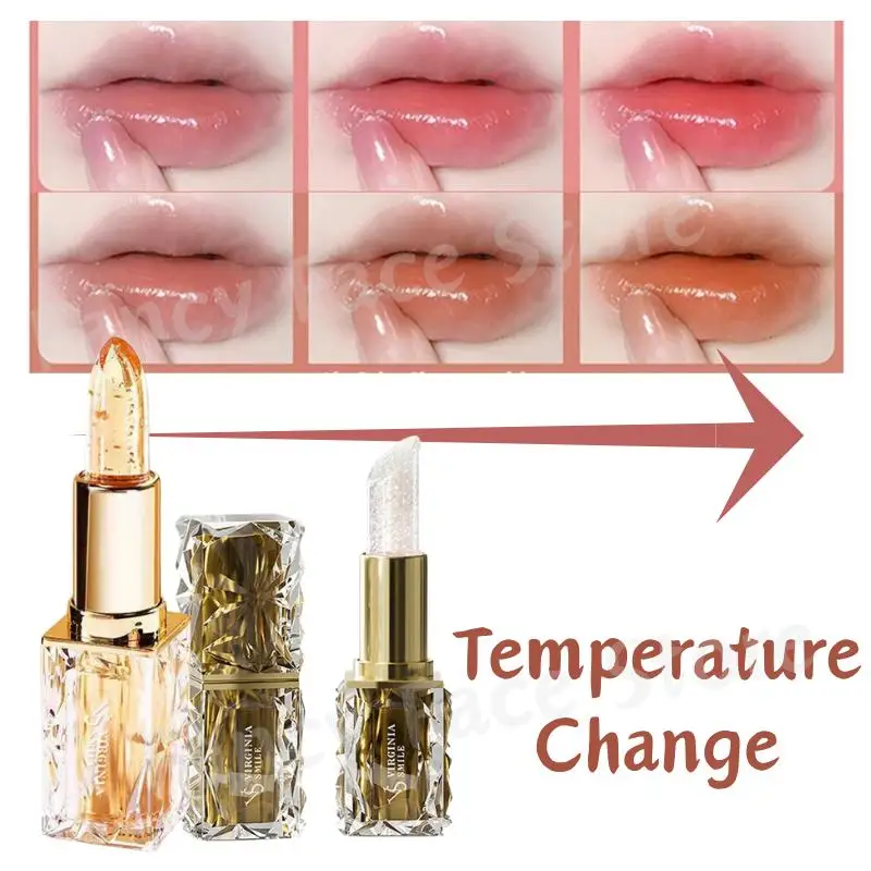 2 Colors Temperature Change Crystal Jelly Lipstick Fine Glitter Lipstick Long-Lasting Moisturizing Lip Balm For All-Day Glow