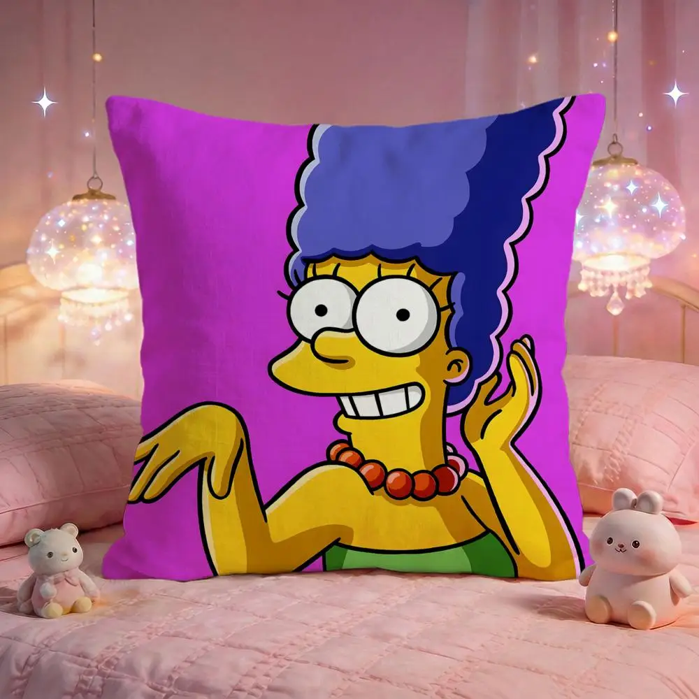 The Simpsons Family Cartoon Peach Skin Throw Pillow Covers, Homer Marge Bart Lisa Maggie Square Cushion Cases, Classic Anime Pri