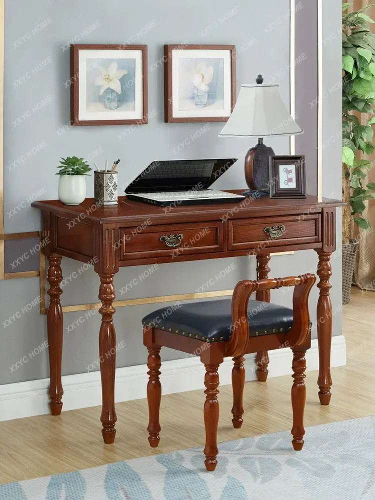 Simple solid wood American retro writing desk office European bedroom home computer desk study table