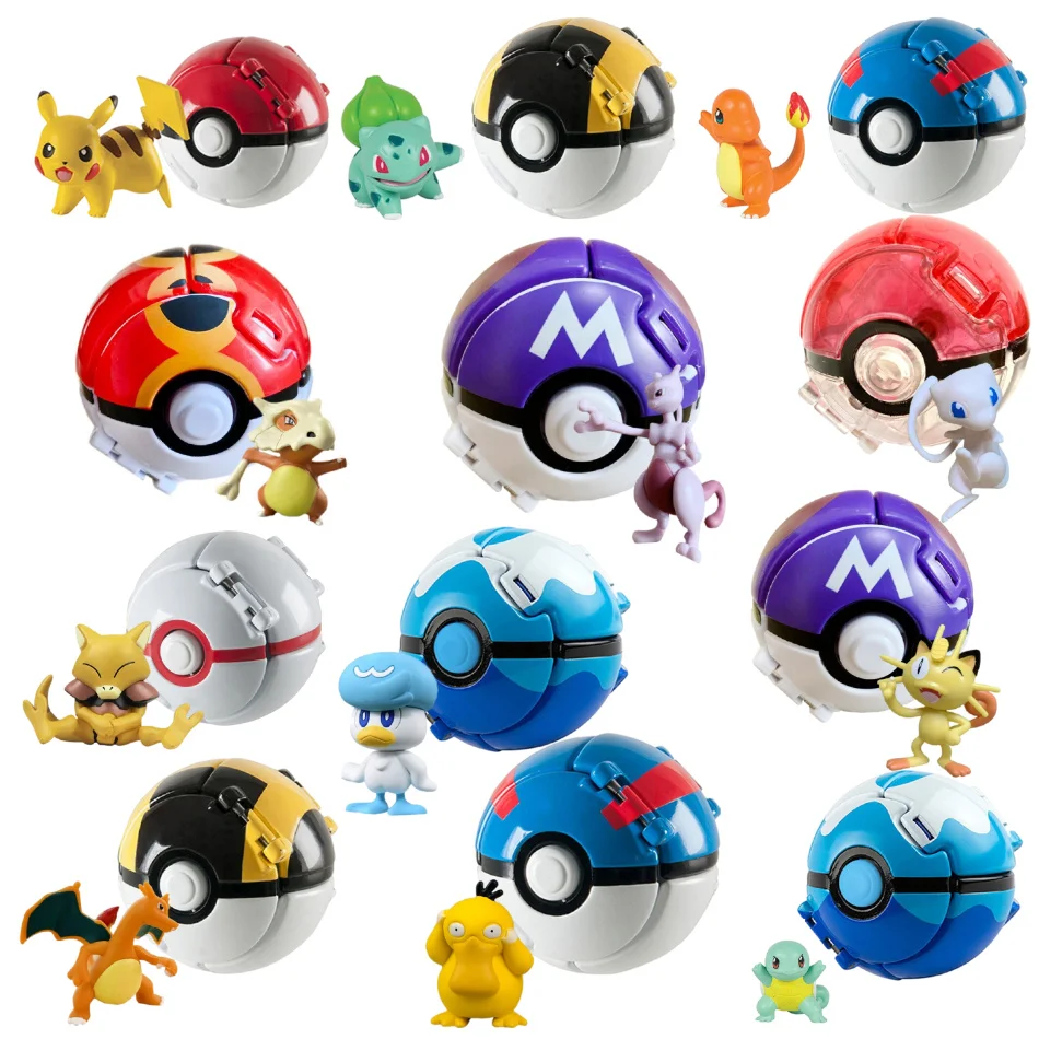 Pokeball pokemon estatueta elf bola anime figura desenhos animados pikachu charizard bolso monstro animal de estimação anime modelo de ação brinquedo crianças presentes