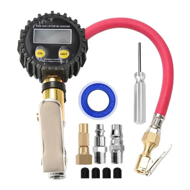 

A58X-For Cars, Tucks& Motorcycles Compatible 200PSI Digital Tire Inflator Kit With LCD Display Quick Coupler