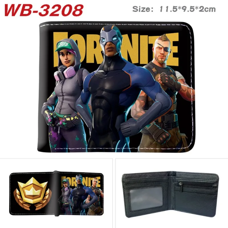 เกม Fortnite PU กระเป๋าสตางค์สั้น Bifold เหรียญ Pursekawaii หนัง Photo Card นักเรียนคอสเพลย์กระเป๋าสตางค์ชายหญิงคลิปเงิน