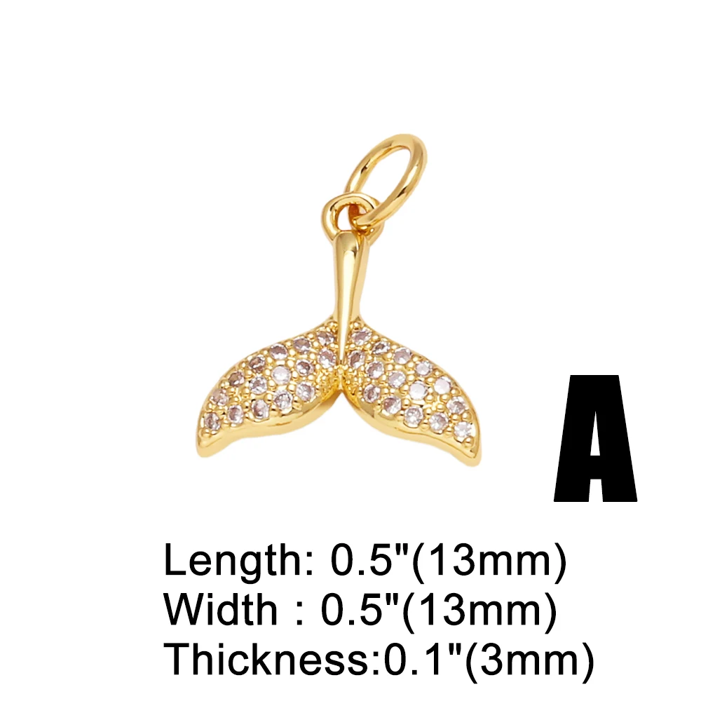 OCESRIO White Crystal Whale Tail dijes para bisutería Copper Gold Plated Turtle Shell Palm Jewelry Making Supplies chma274