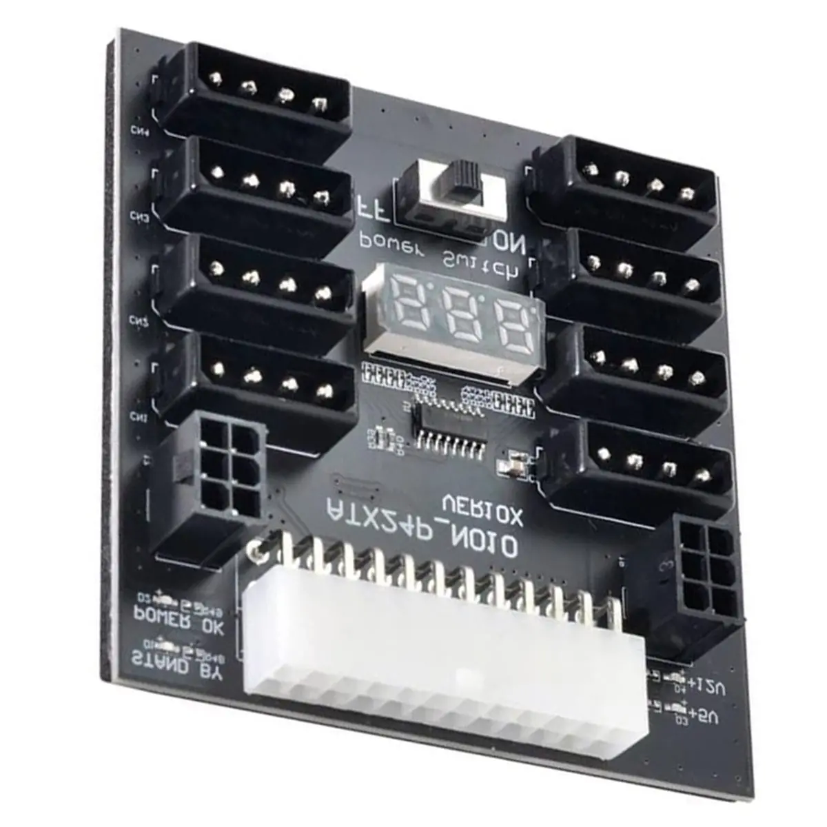A41T ATX Server PSU Power Board 24Pin to IDE 8X 4Pin +2X 6Pin Power Supply Board for CHIA ETH BTC Mining Miner