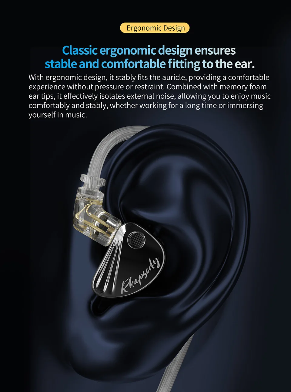 CCA Rhapsody HIFI-Kopfhörer 2DD + 4BA dynamischer Musik-Kopfhörer mit abnehmbarem Kabel, Rauschunterdrückung, kabelgebundene Kopfhörer – Detail 10