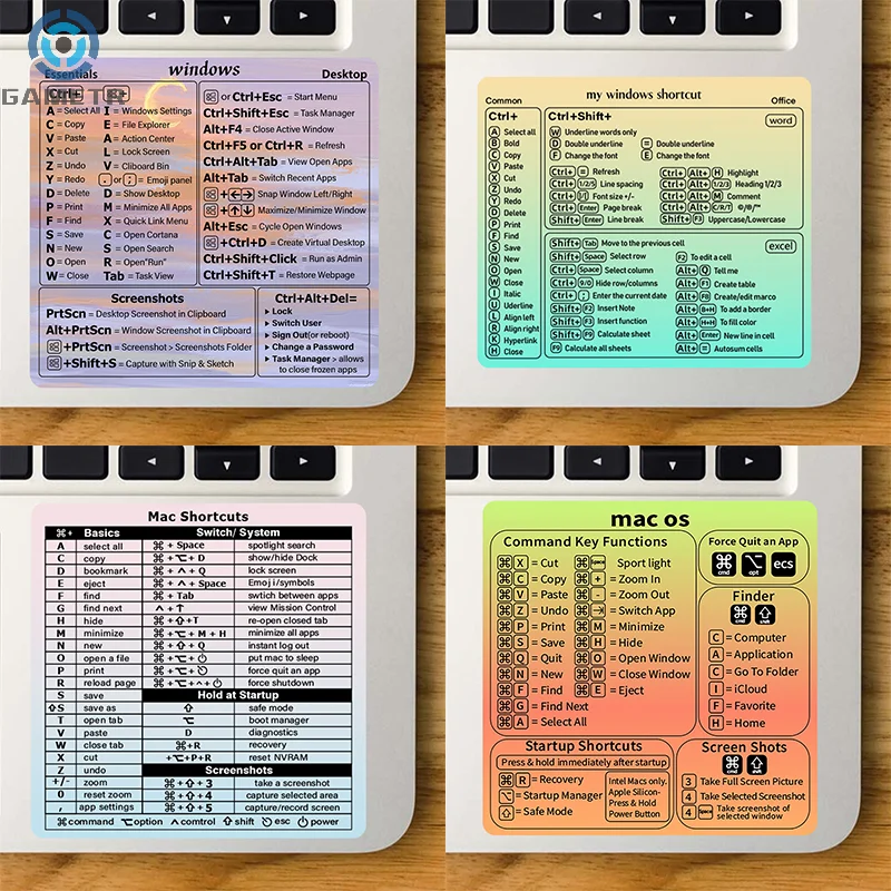 Pegatina de acceso directo para teclado de ordenador Windows, pegatina adhesiva para ordenador portátil y de escritorio