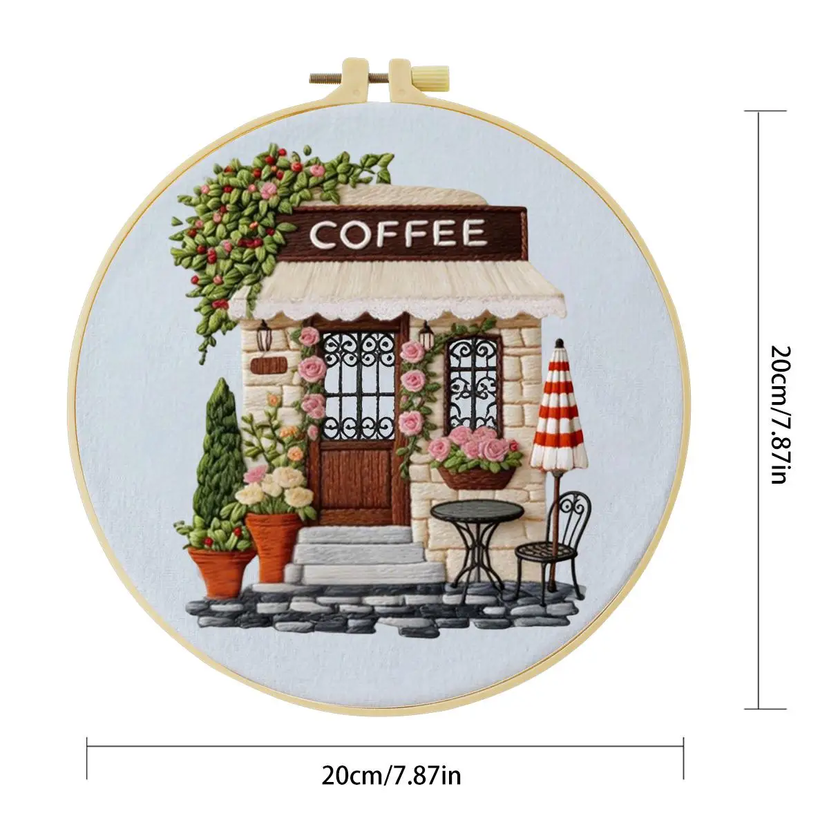 1 Stück 20X20CM/15X15CM 7,87/6,3 Zoll Kaffeehaus-Stickerei-Starter-Kit DIY-Kit DIY-Stickerei-Set Handarbeiten Nähkunst – Detail 5