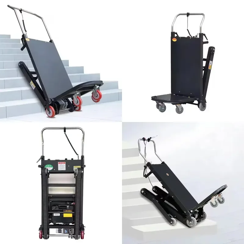 

Electric Foldable Crawler Stair Climbing Dolly Cart with Belt for 400kg Load Capacity Steel Platform Stair Climber
