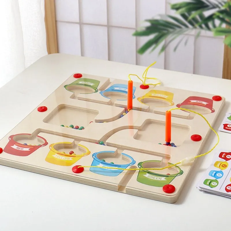 Montessori Baby Magnetic Board Educational Double Side Color Wooden Sorting Toy for Kids Magnetic Pen 10 Color Cognitive Toys