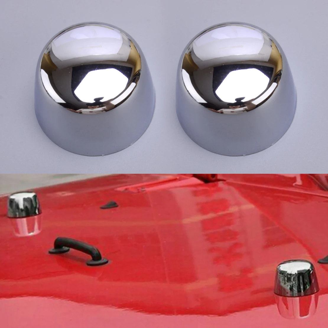 1 Pair Engine Hood Rubber Head Dot Cover Trim Decor Fit for Jeep Wrangler JK 2007-2017 Chrome