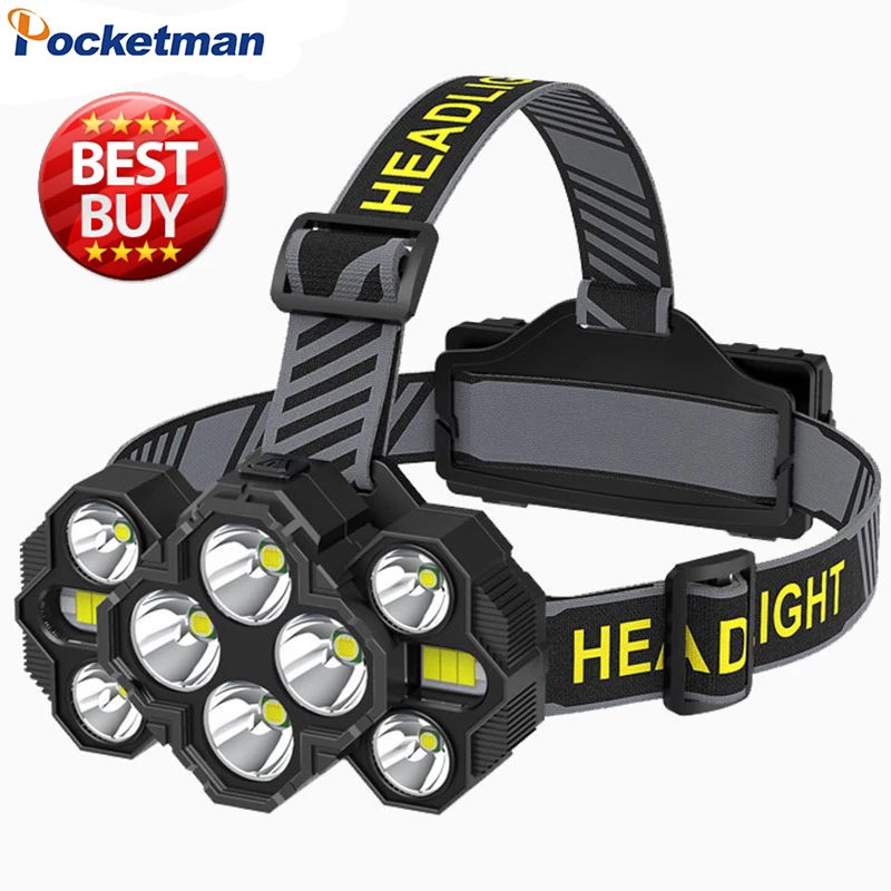 

Super Bright 10*LED USB Rechargeable Headlamp High Lumen Long Range Headlight Outdoor Waterproof Head Lamp Head Flashlight