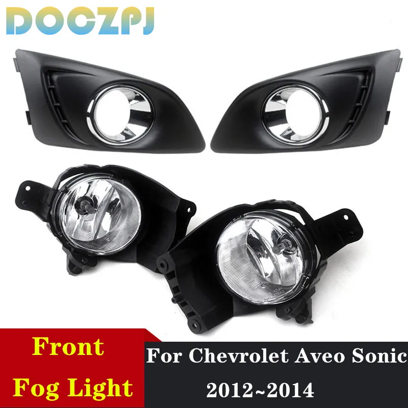 1Pair Left and Right Car Front Fog Lamp Foglights FOR Chevrolet AVEO SONIC 2012 2013 2014 With Cover Shell Hood