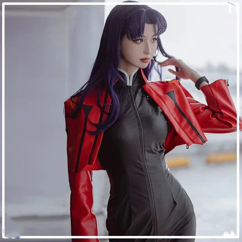 

Costume de Cosplay Anime Katsuragi Misato, veste rouge, robe, perruque, uniforme, fête d'halloween