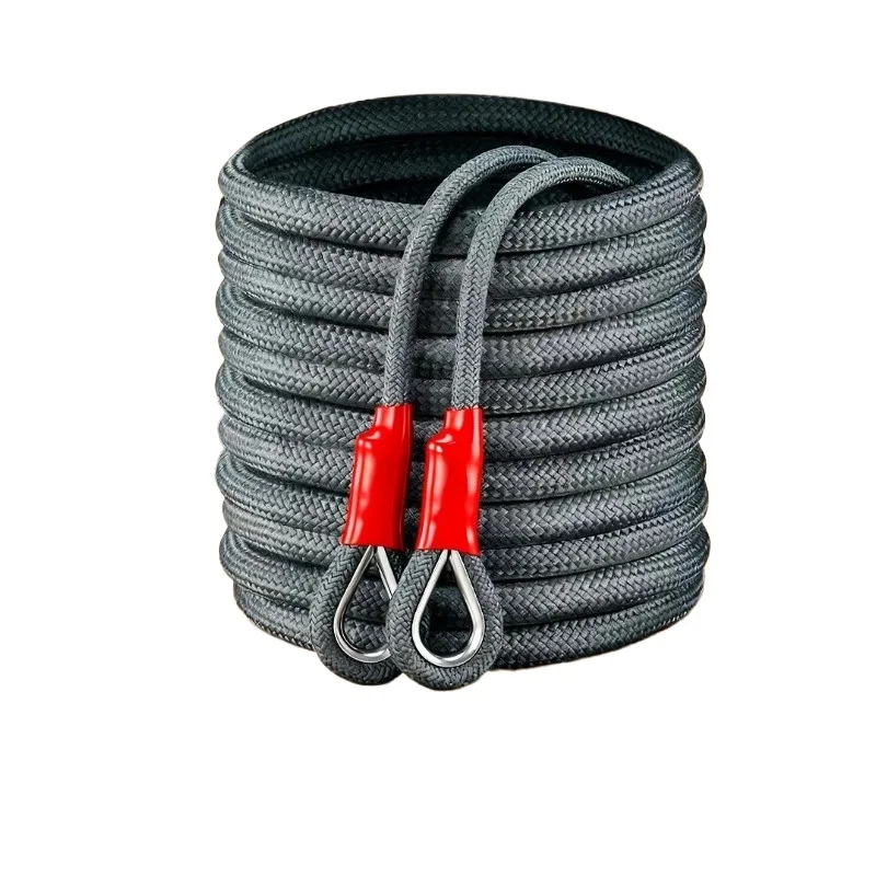 High-strength nylon trailer rope, thickened steel hook, anti-thrust, special rescue rope for off-road vehicles, large trucks