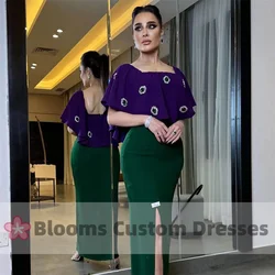 Blooms Customized Purple Prom Dresses Rhinestone Green Elegant Women Evening Dress 2024 Arabia Wedding Formal Party Gown