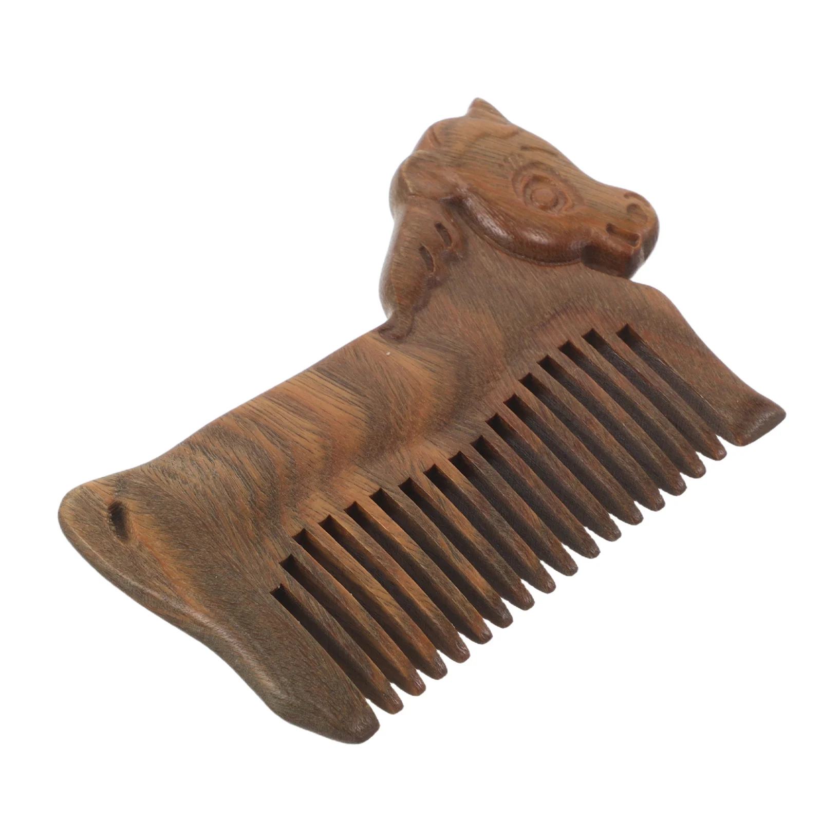 

Sandalwood Wooden Comb Zodiac Horse Design Portable Anti Static Wide Tooth Scalp Massage Comb Pocket Size Travel Daily Use