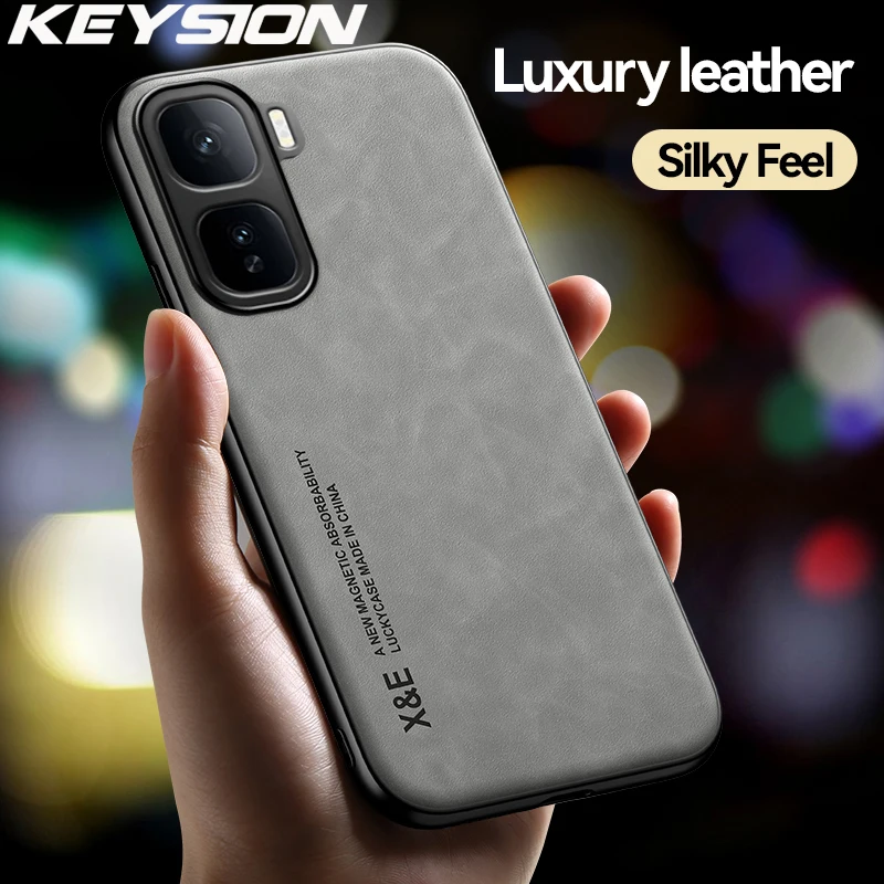 KEYSION Luxury Retro PU Leather Case for IQOO Neo10 Pro Soft Silicone Shockproof Phone Back Cover for VIVO IQOO Neo 10 Pro 5G