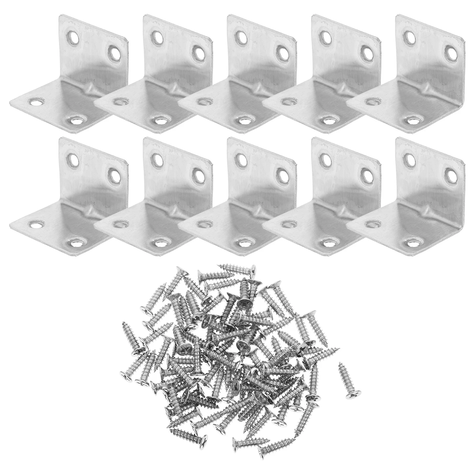 

10Pcs Stainless Steel Corner Brace Heavy Duty L Shape 90 Degree Furniture Cabinet Shelf Brace Screws Included Gusset Connector