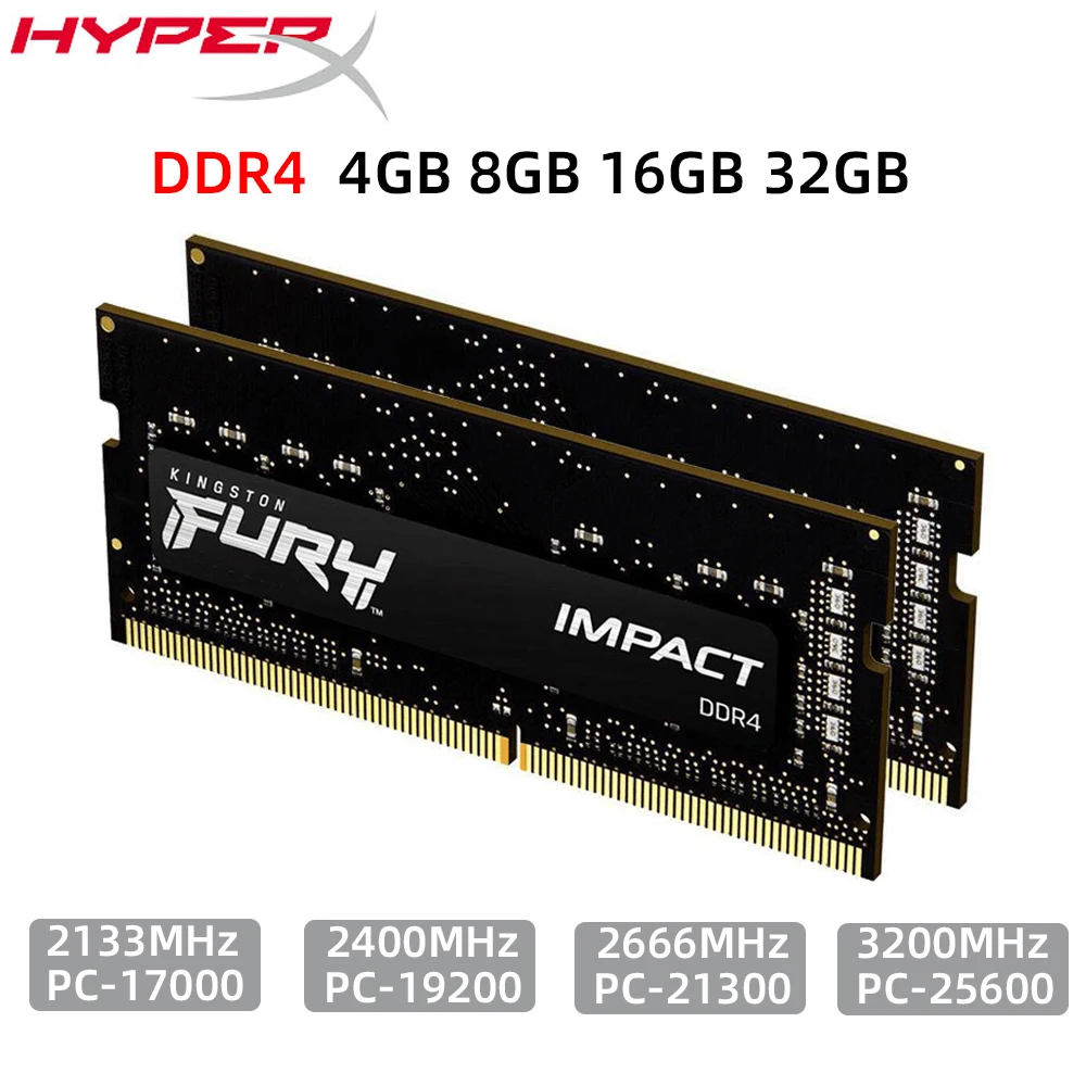 Mémoire RAM pour ordinateur portable DDR4 8 Go 16 Go 32 Go 3200MHz 2133 2400 2666MHz Mémoire pour ordinateur portable 260Pin 1.2V PC4-21300 DDR4 SODIMM Hyperx RAM