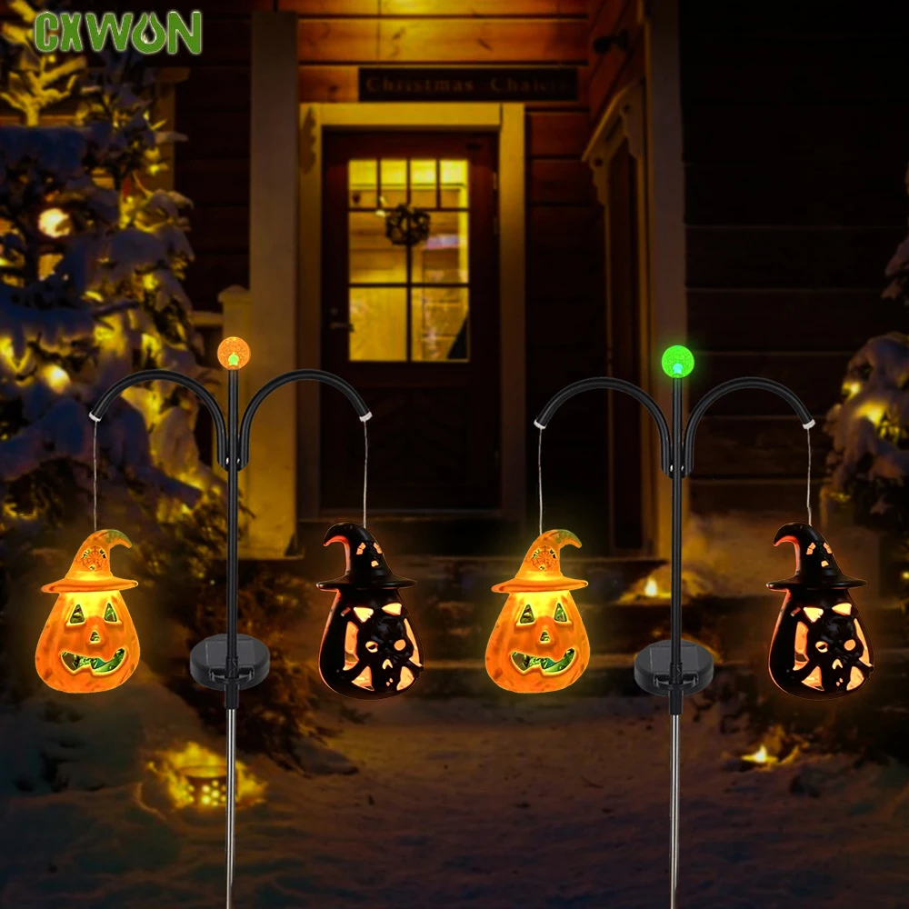 

Halloween Pumpkin Solar Garden Led Lights for Yard Decoration Waterproof Ground Plug in Outdoor Reading Lamp for Christmas Mount