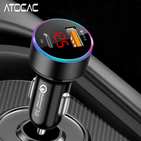 Dual Port USB Car Charger Phone QC3.0 PD Type C Charging Socket Super Fast Quick Charge Adapter Multiport LED Voltmeter 20W Plug