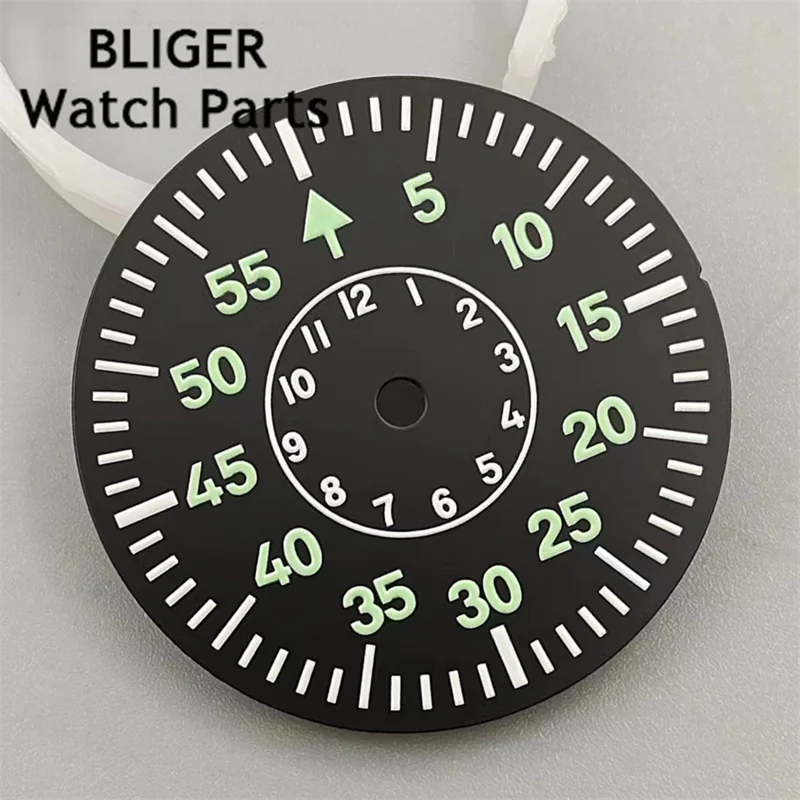 BLIGER 29mm C3 Green Luminous Black Pilot dial NH35 NH36 NH38 NH34 ETA2824 2836 PT5000 Miyota 8215 DG 2813 Movement