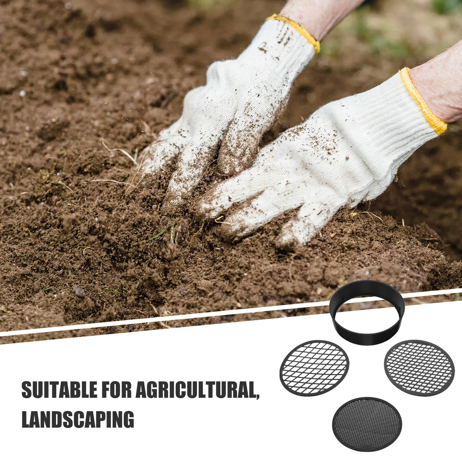 4Sets Garden Soil Sieve Plastic Hand Sifter Garden Sifting Pan 3 Mesh Sizes Soil Sorting Gravel Sand Sifter Sand Rocks Strainer