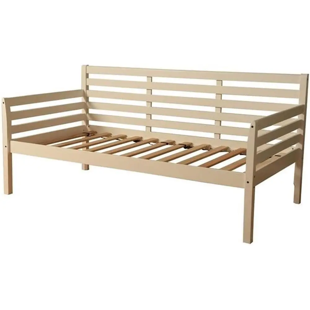Boho Style Twin Solid Hardwood Daybed, White - Mattress Not Included