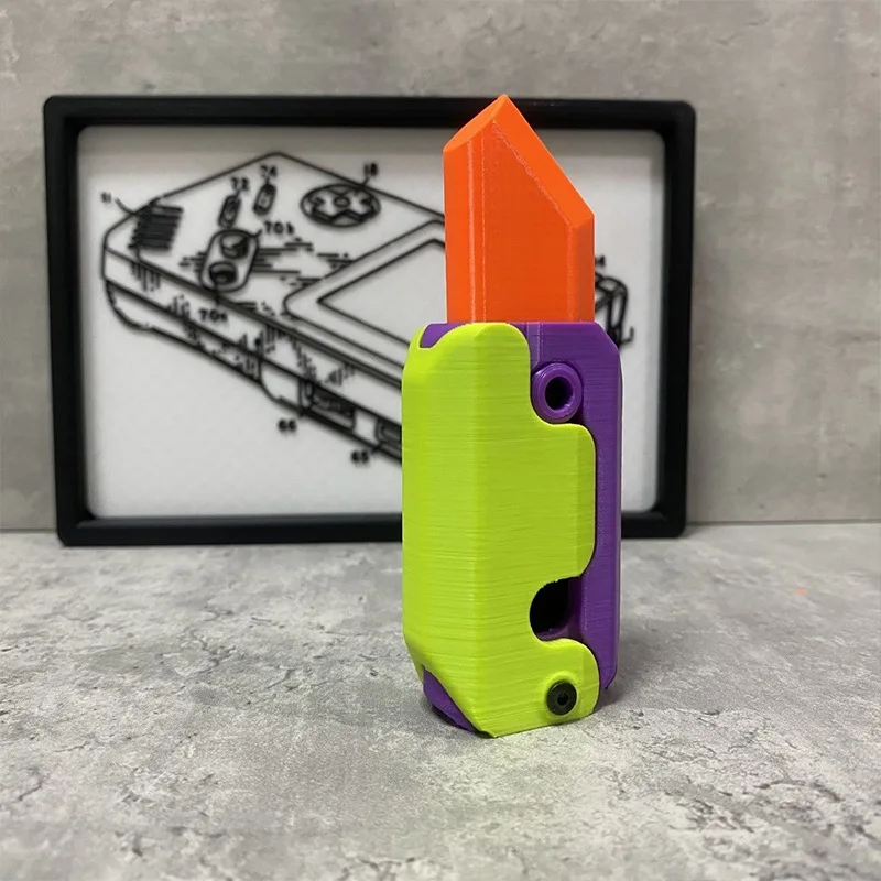 Explosive 3D Gravity Knife Carrot Knife Decompression Push Card Small Toy 3D Printing Gravity Knife Carrot Knife Silky