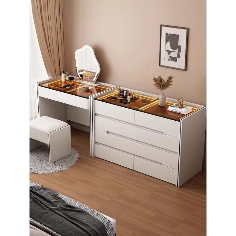 

Dresser luxury glass bedroom modern minimalist makeup table small multifunctional storage cabinet one.