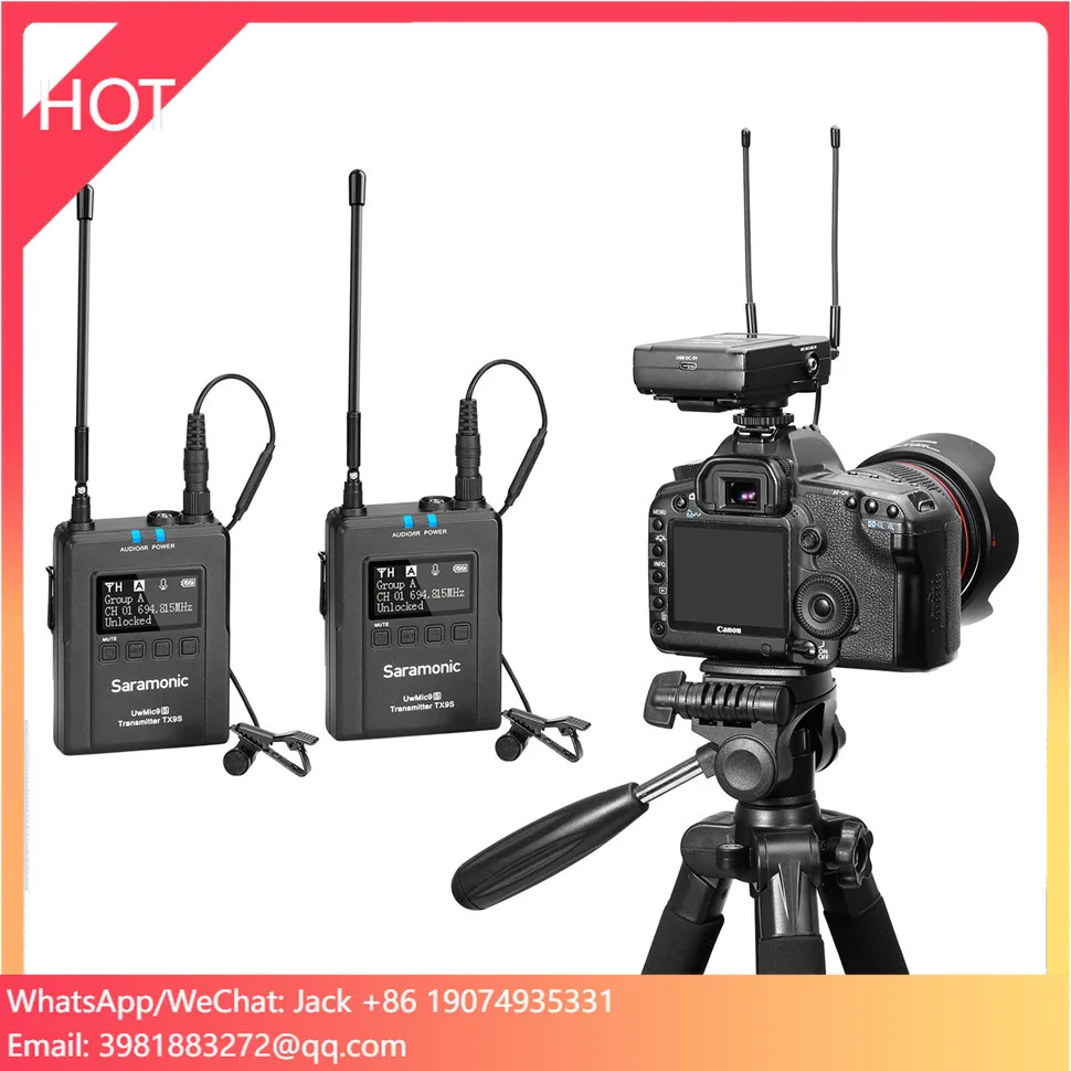 

Saramonic UwMic9S Kit2 Mini UHF Dual Channel Wireless Microphone System OLED Display Mono/Stereo With Headphone Monitoring