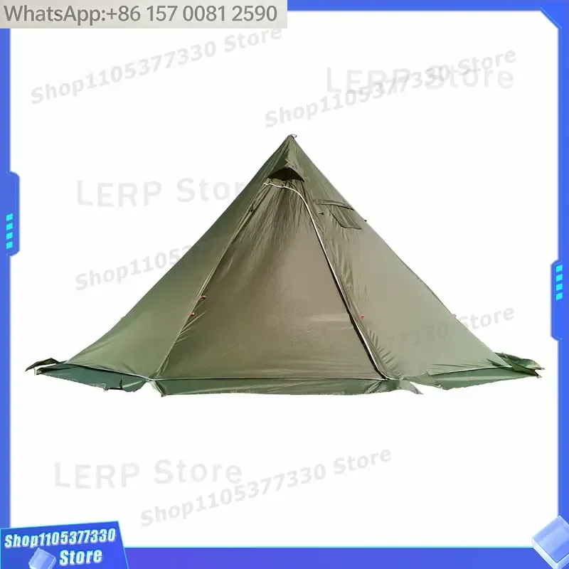 Outdoor Camping Winter Snow Skirt Wild Chimney Wood Stove Large Pyramid Hot Tent Customizable Four-Season 2000-3000mm