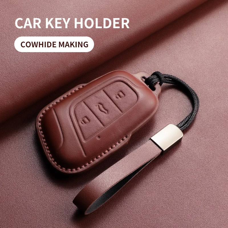 حافظة مفاتيح السيارة الجلدية غطاء فوب لشيري Eq1 ليتل النمل 3 زر سيارة الذكية عن بعد المفاتيح حامي قذيفة اكسسوارات الديكور #4