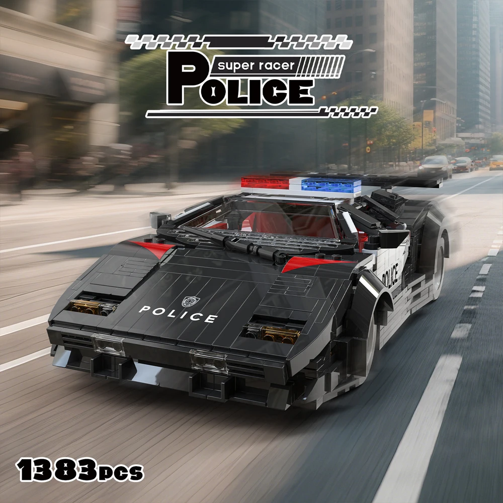 New 66121 1383pcs MOC Technical Police Brick Car Assembling Building Blocks Model Toys for Boys Birthday Gift Set