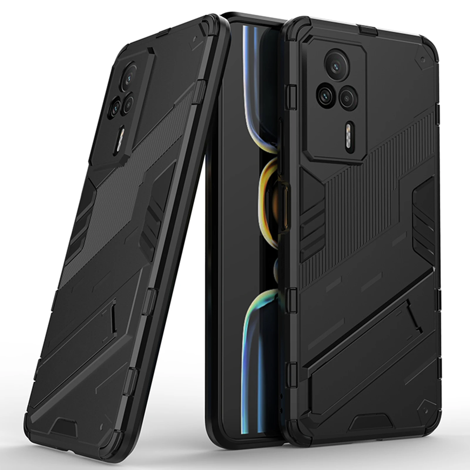 

Phone Cover Kickstand For Xiaomi Redmi K60E 5G, Anti-scratch TPU+PC Mobile Phone Case - Black