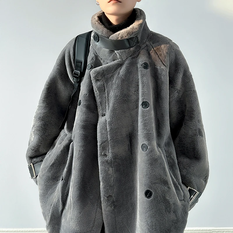 

Fall and Winter New High-neck Wool Jackets Thickened and Warm Solid Color Men's Coats Stylish thick and warm retro cotton jacket