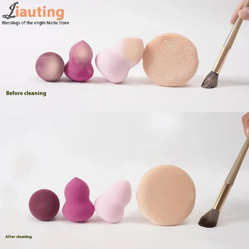 Boîte à bulles de savon en maille élastique Portable, bouffante de poudre, nettoyeur de brosse de maquillage, outil de nettoyage rapide, brosse cosmétique, boîte de lavage à sec