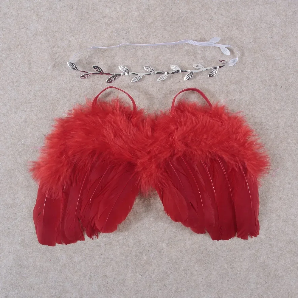 Ensemble de Bandeaux de Cheveux Chic pour Bébé Fille, Ailes de Plumes d\'Ange, Feuilles, Sauna, Accessoires de Photographie pour Nouveau-Né, Cadeaux