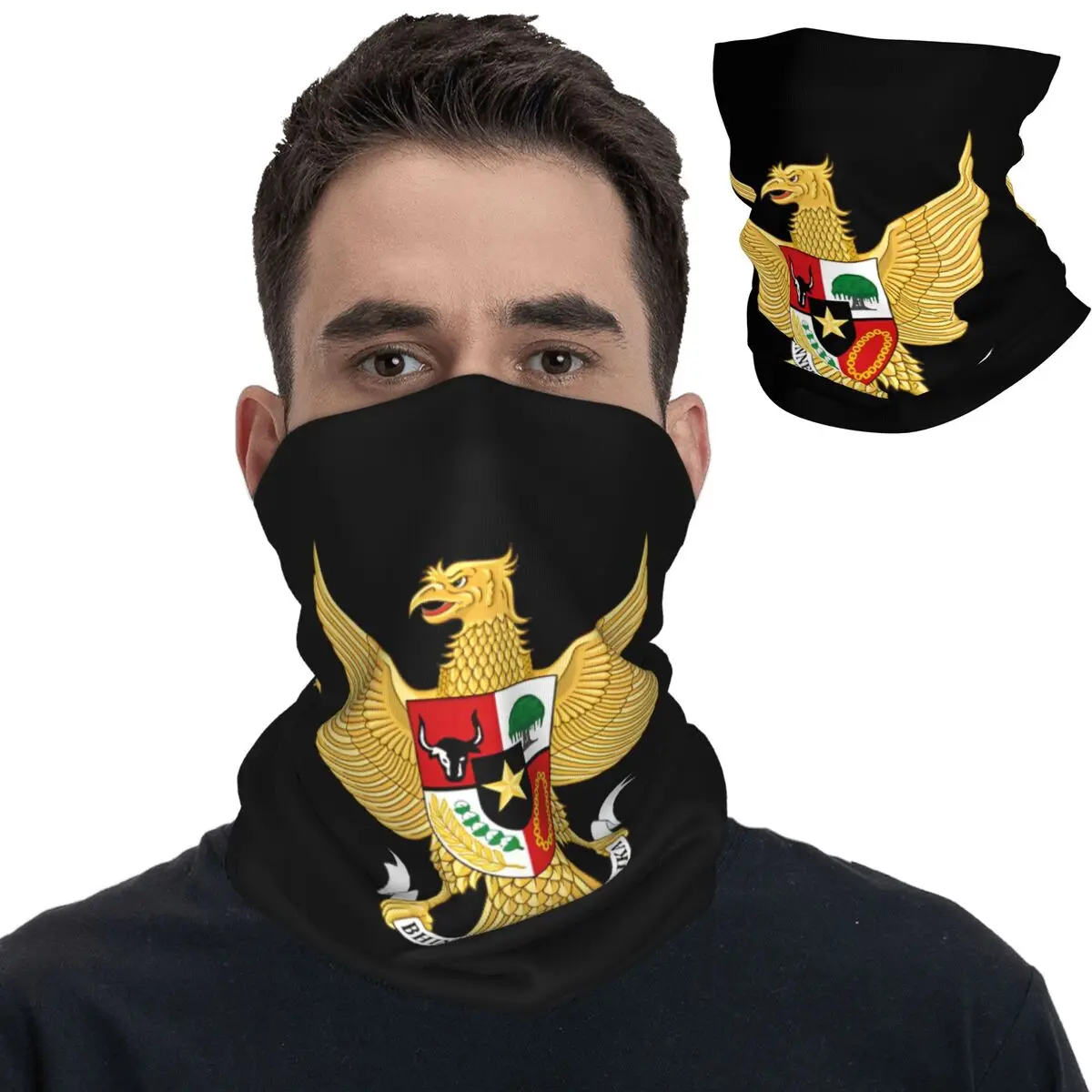 Garuda Pancasila Eagle Indonesia Indonesian Bandana Neck Cover Printed Balaclavas Mask Scarf Warm Cycling Sports Adult Windproof