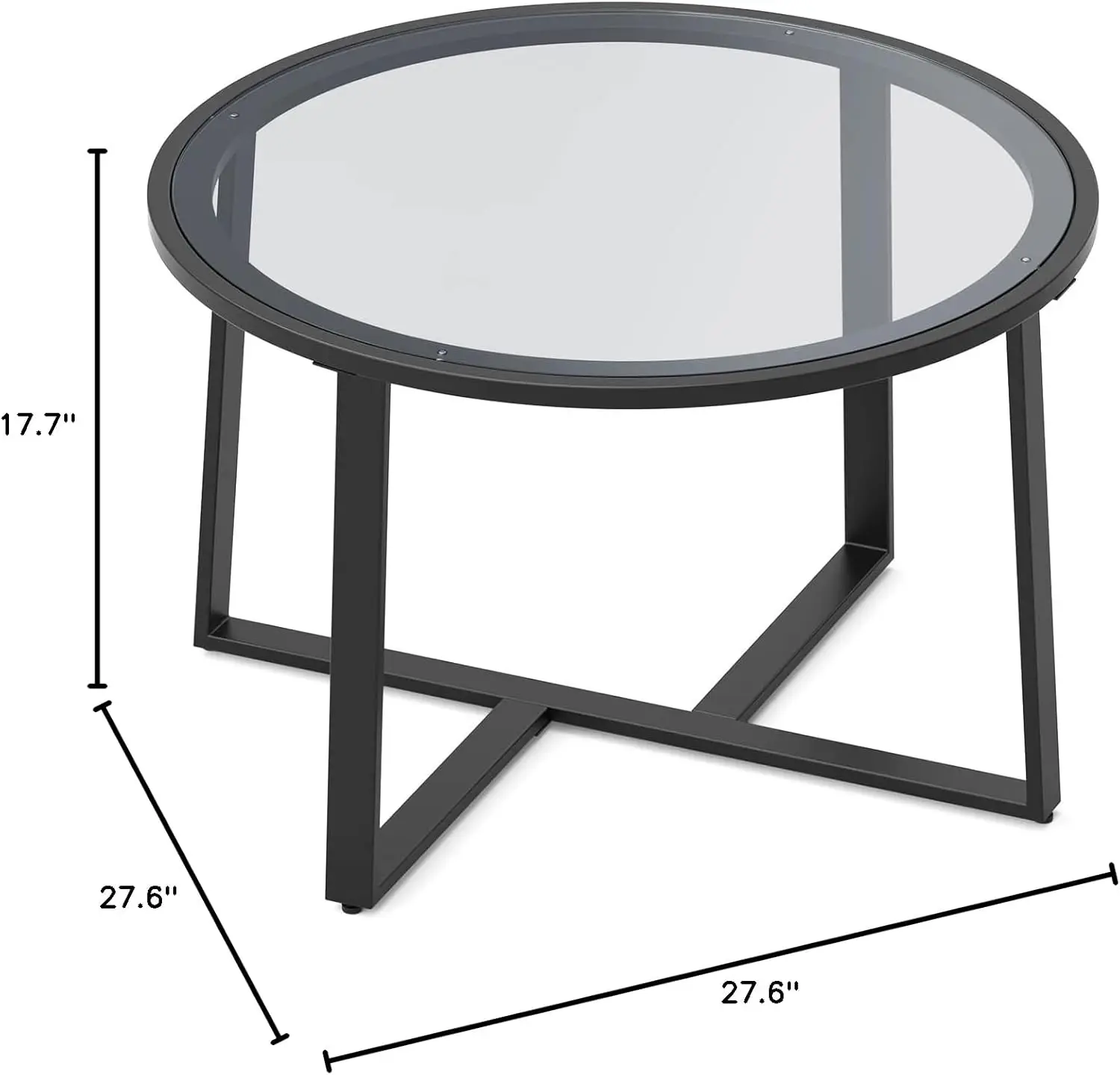 Журнальный столик, круглый журнальный столик 27,6 дюйма с поверхностью из закаленного стекла, центральный столик для гостиной, столовой,