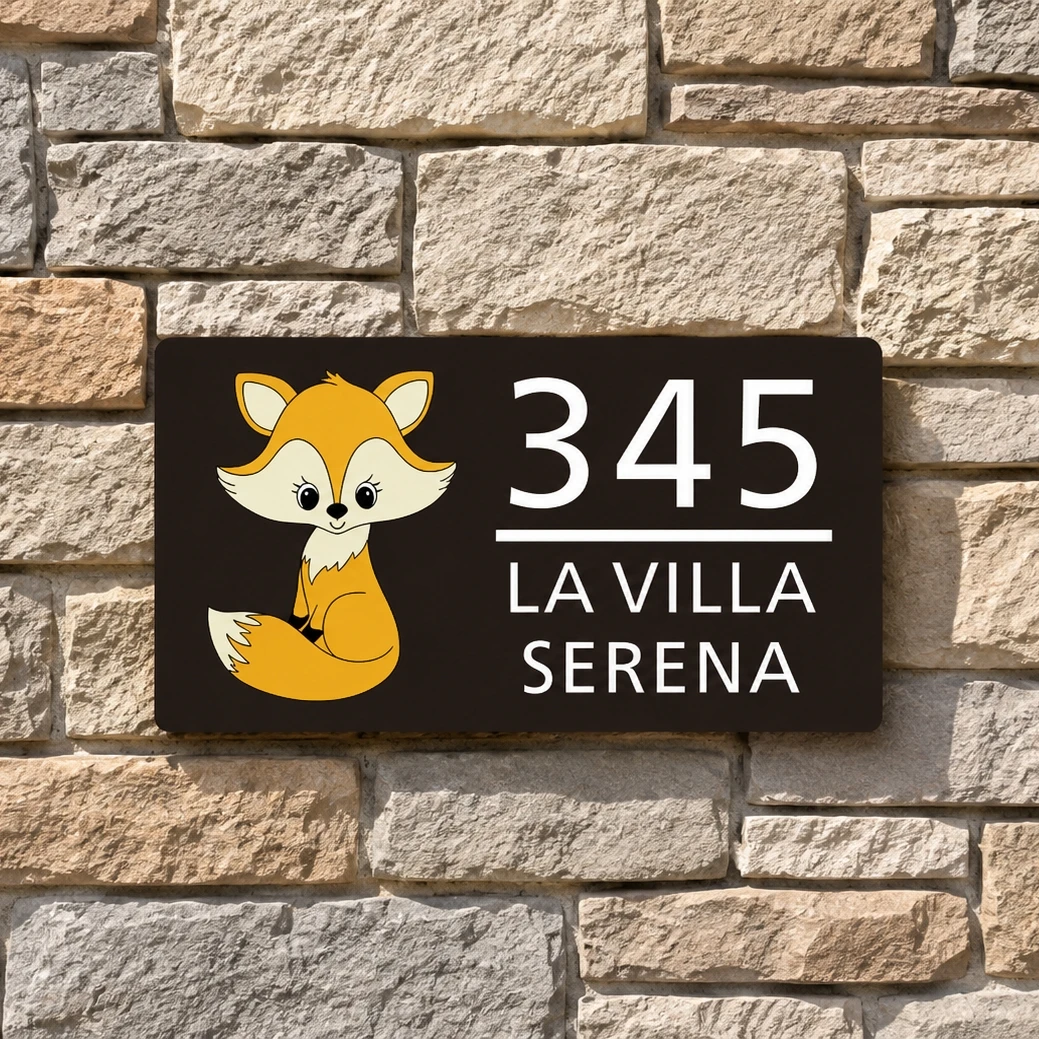 Personalized Fox Address Sign Custom House Number Plaque Acrylic Outdoor Waterproof Door Plate Villa Name Sign Home Decoration