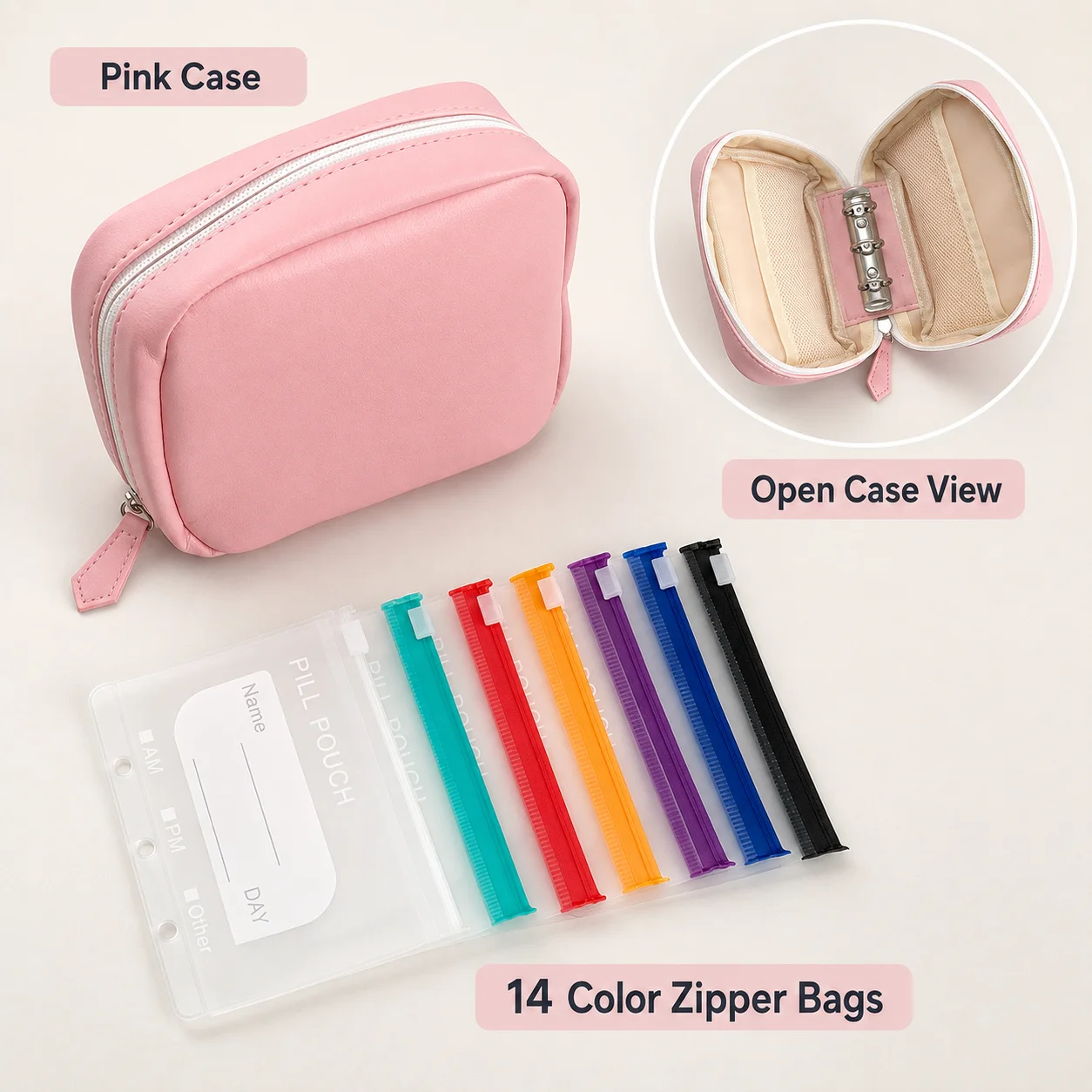 Food Storage Silicone Bags - Independent Compartment Pill Storage Pouch, Food