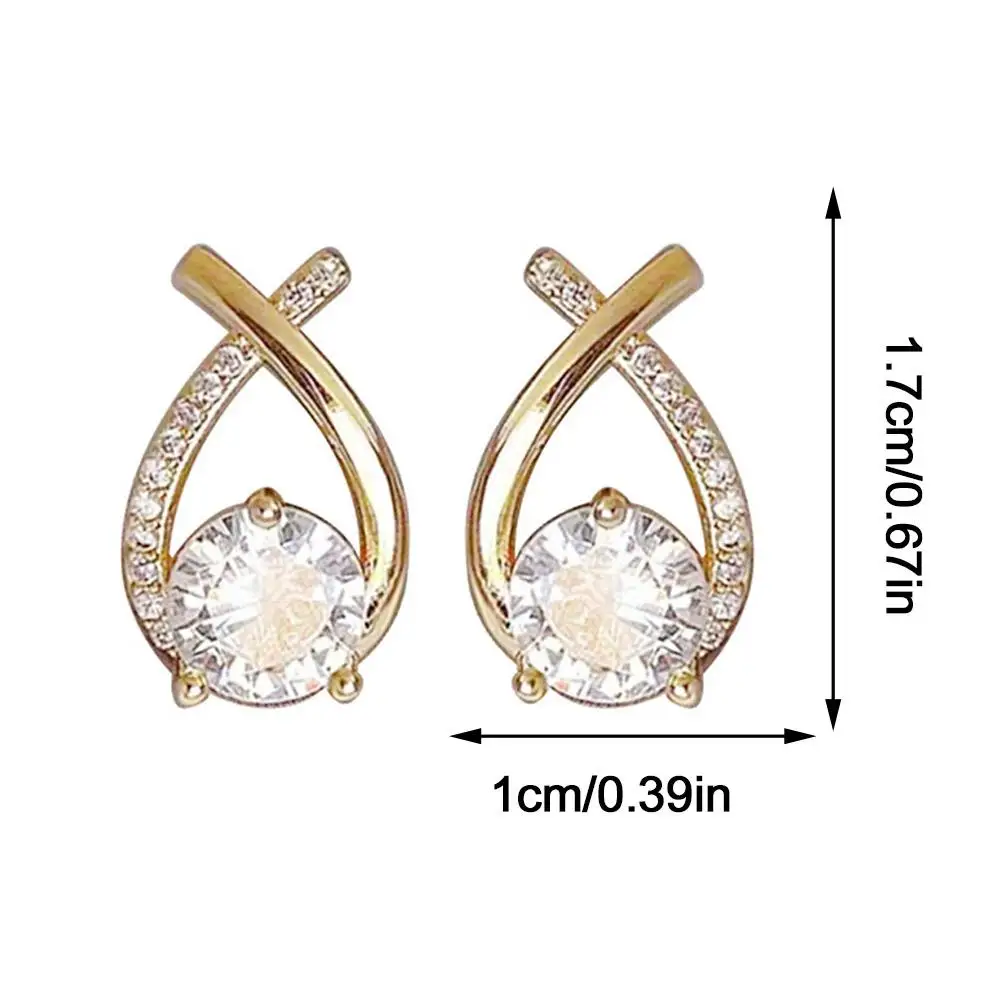 New Vintage Cross Stud Earrings For Women Girls Korean Style Elegant Crystal Jewelry Ear Rings Fishtail Lady Earrings Gift