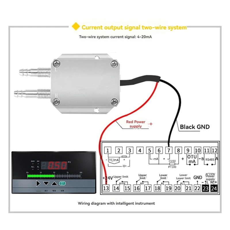 4-20Ma Pressure Difference Transmitter Mini Pressure Differential Sensor High Sensitivity For Treatment Clean Room