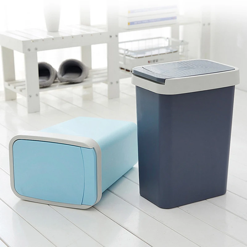 Creative Flip Trash Can Dustbin With Lid, Pressing Type Rubbish Basket Waste Bins Kitchen Bathroom Garbage Can Storage Bucket