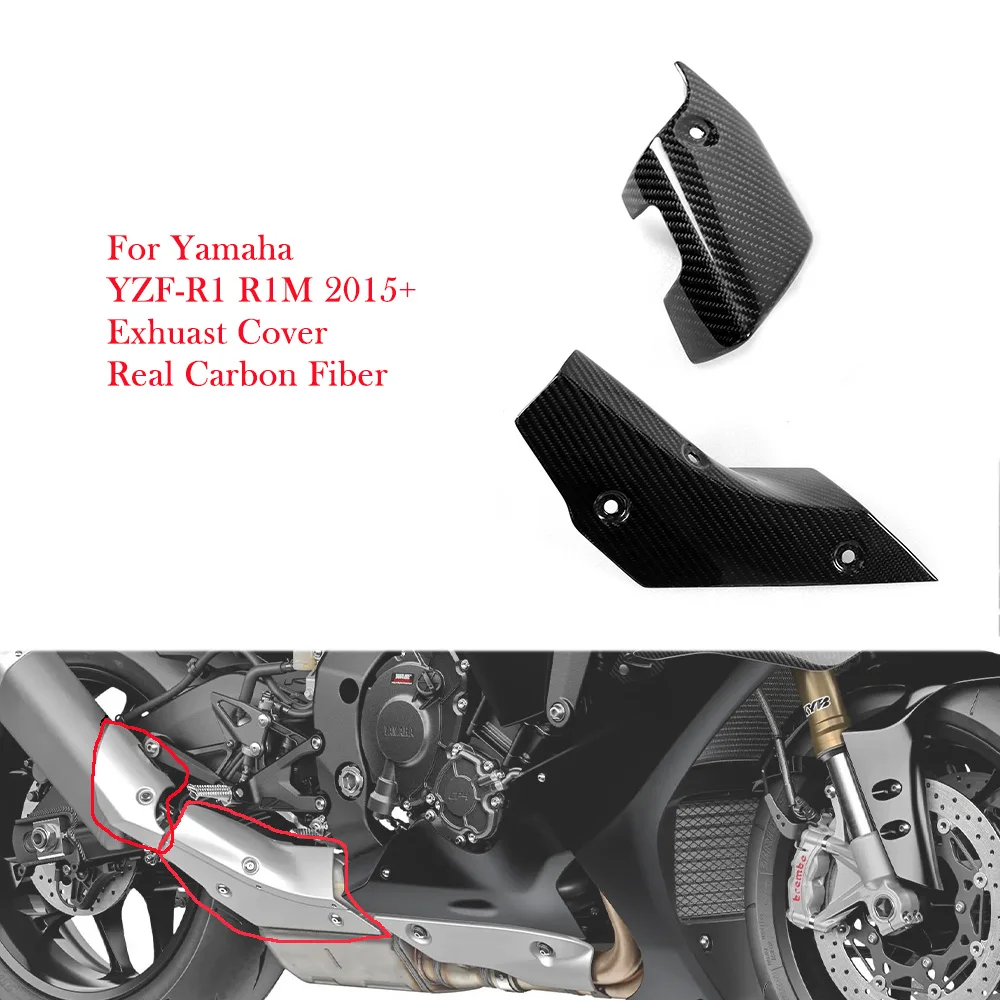 

Real Carbon Fiber Exhaust Hood Heat Protection Cover Motorcycle Accessories Fairings For Yamaha YZF-R1 R1M 2020 2021 2022 2023
