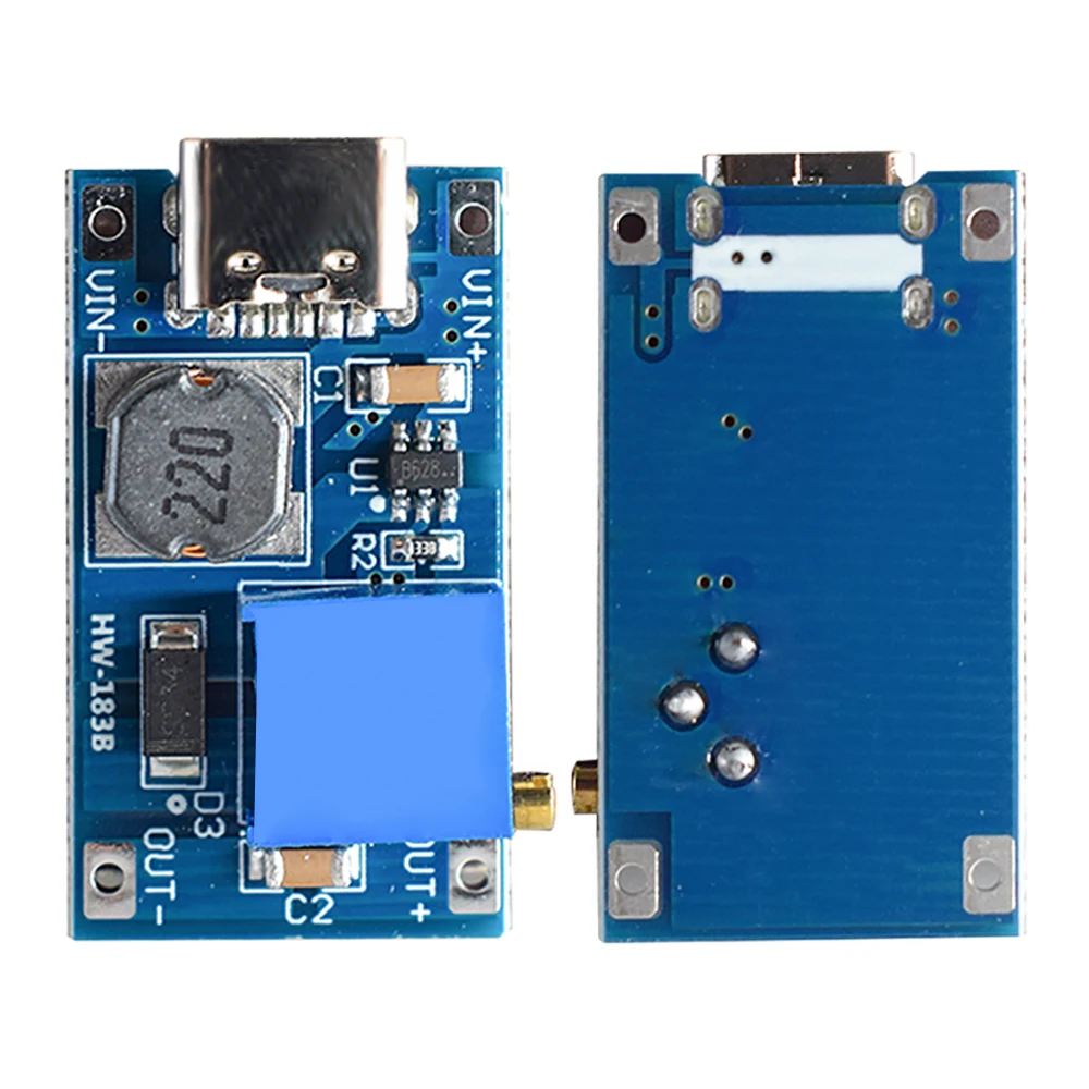 2A Boost Plate Step Up Power Supply Module with Type-c MICRO USB 2-24V to 28V MAX DC-DC  Adjustable Boost Converter Module