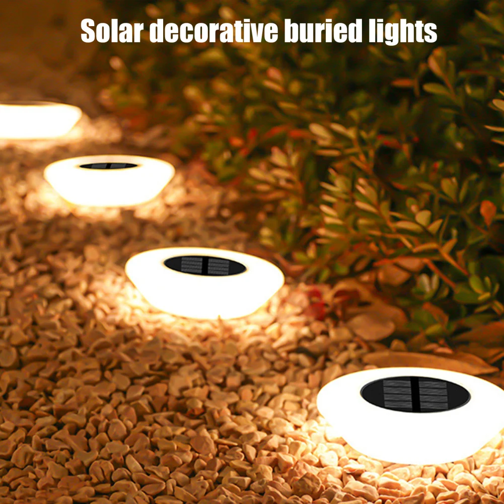 

New 4pcs Solar Ground Lights With 14 LED Warm Light IP65 Waterproof Outdoor Landscape Solar In-Ground Lamp For Patio Backyard