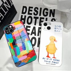 For IPhone 14Pro David Shrigley Color Graffiti Tempered Glass for IPhone 14 11 12 XR XS MAX 7/8 X Plus 13PRO Color Covers