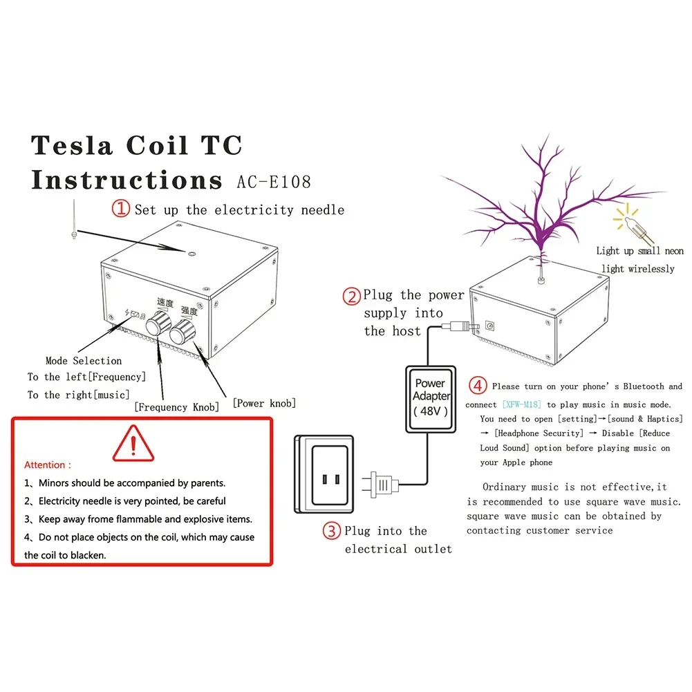 for Tesla Music Coil Speaker Wireless Magnetic Coil Artificial Lightning Music Speaker Box bobina for tesla катушка тесла 코일스피커